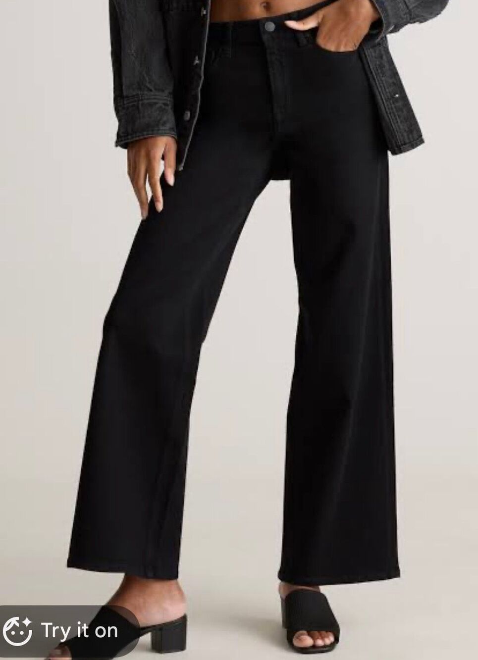 Quince Bella stretch high rise black wide leg jeans size 27